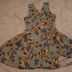 Haute Monde Blue Green Floral Spring Time Dress